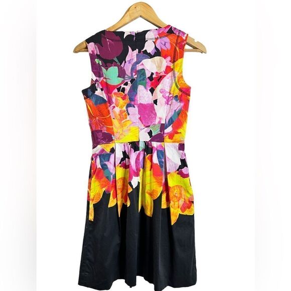 Cynthia Rowley Black & Multicolored Floral Sleeveless Dress Size 2 - Picture 5 of 6